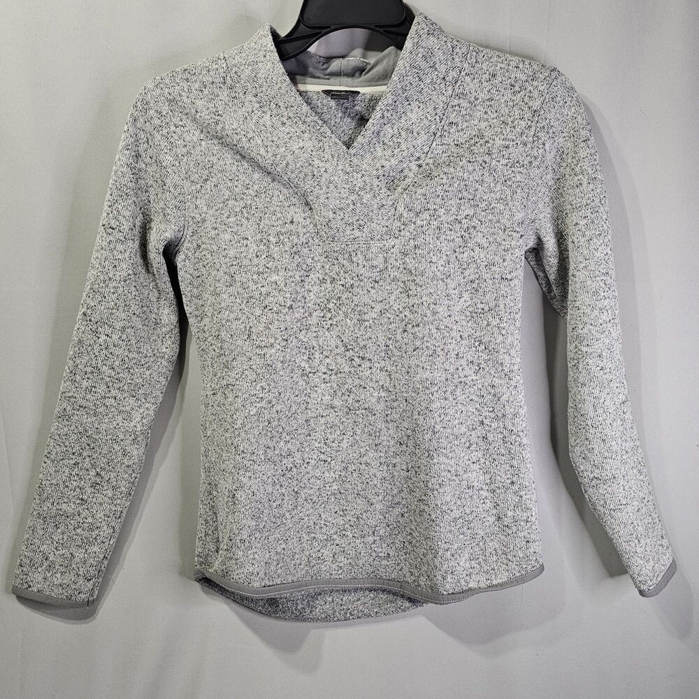 Eddie Bauer Sweater Womens Medium V-Neck Knit Cotton Blend College Grey